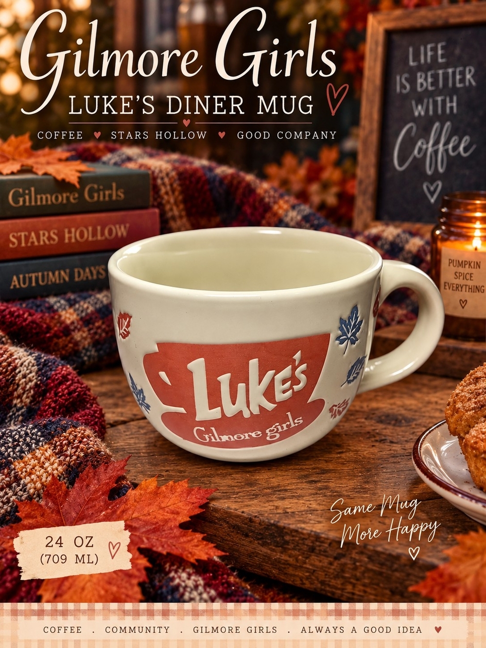 ☕️ 🍁 Gilmore Girls Luke's Diner Ceramic Mug - 24 OZ